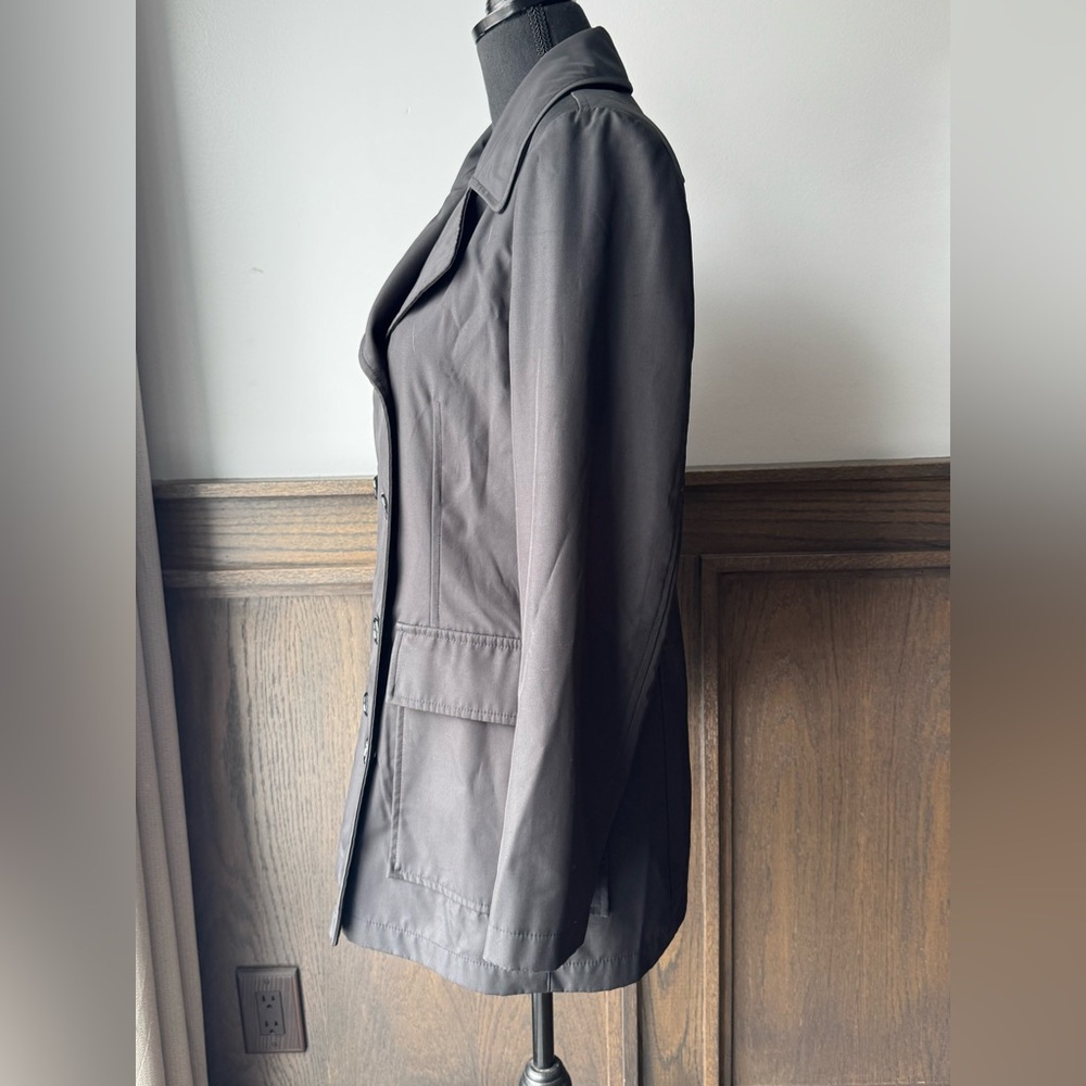 Gallery Womens Trench Coat Jacket Size XSmall black Double Breasted Vintage - Picture 3 of 7
